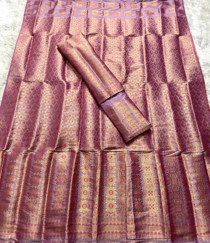 Bedsheet-Style Copper Guna Mix Pat Mekhela Sador