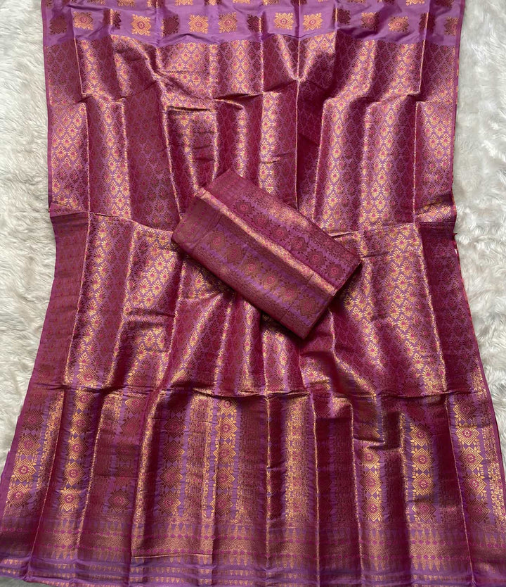 Bedsheet-Style Copper Guna Mix Pat Mekhela Sador