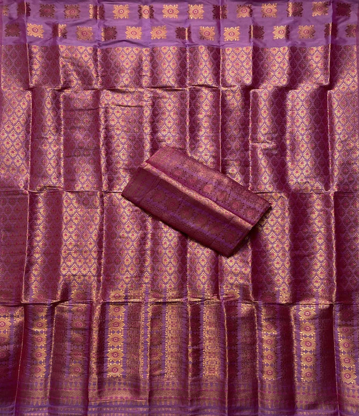 Bedsheet-Style Copper Guna Mix Pat Mekhela Sador