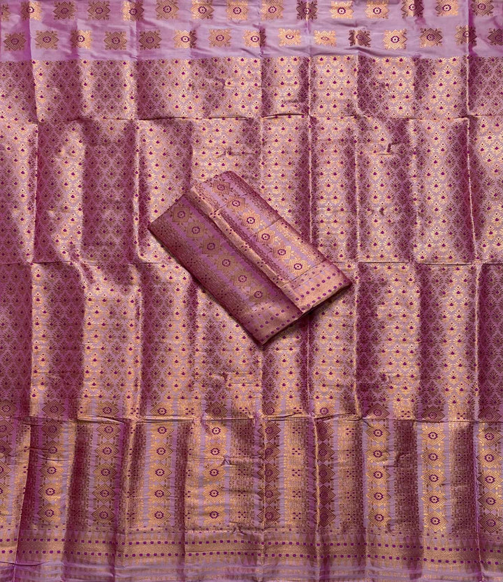 Bedsheet-Style Copper Guna Mix Pat Mekhela Sador