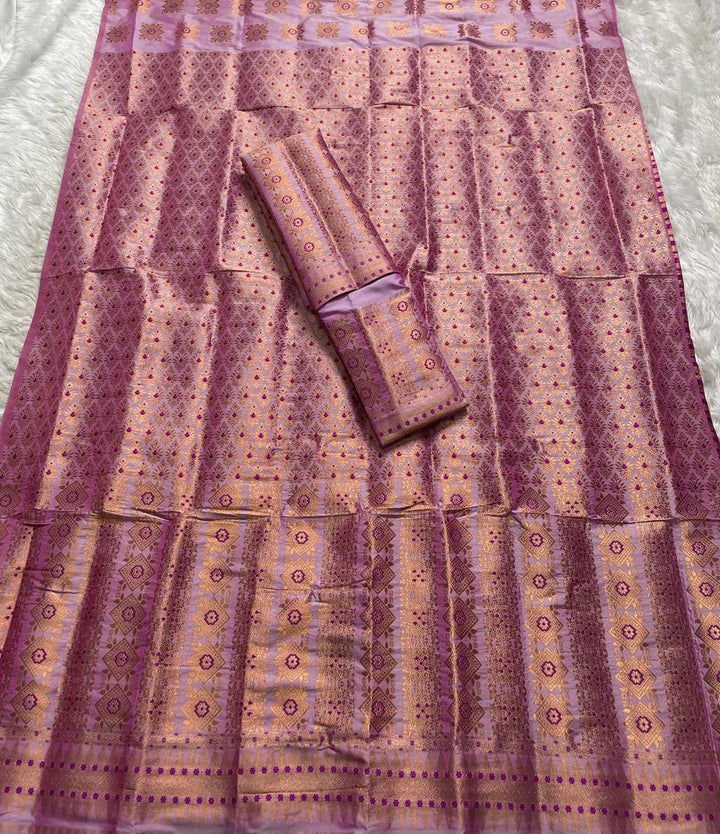 Bedsheet-Style Copper Guna Mix Pat Mekhela Sador
