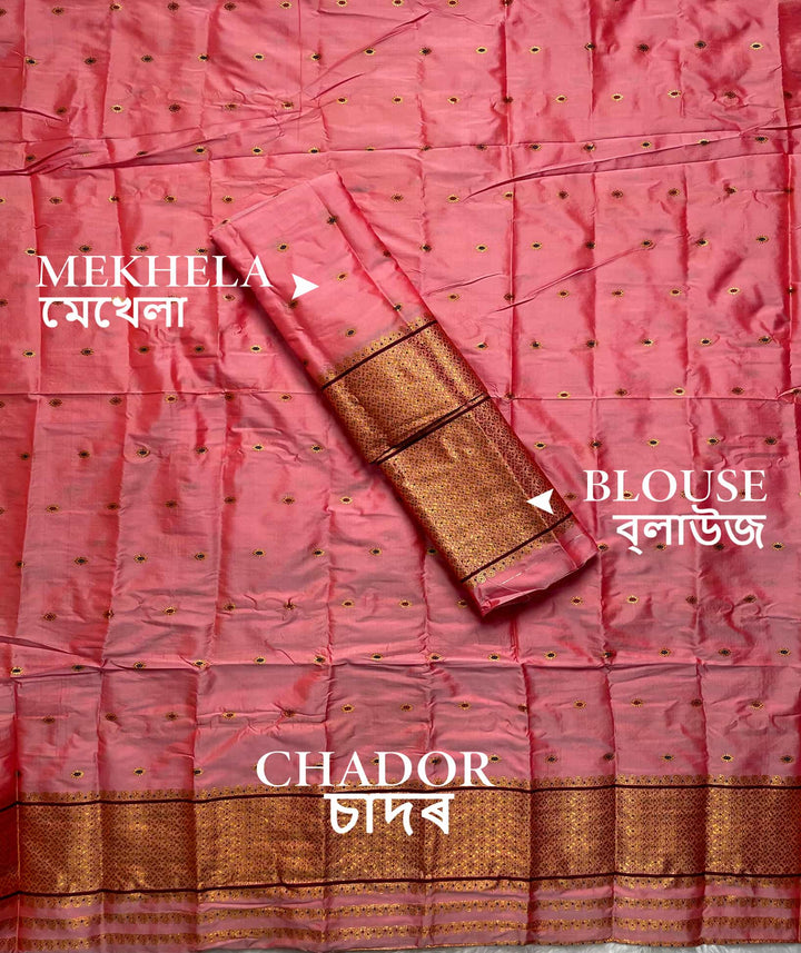 Copper Jari - Dhaga Mina - Mix Set Mekhela Sador
