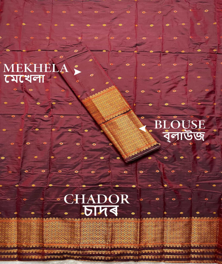 Copper Jari - Dhaga Mina - Mix Set Mekhela Sador