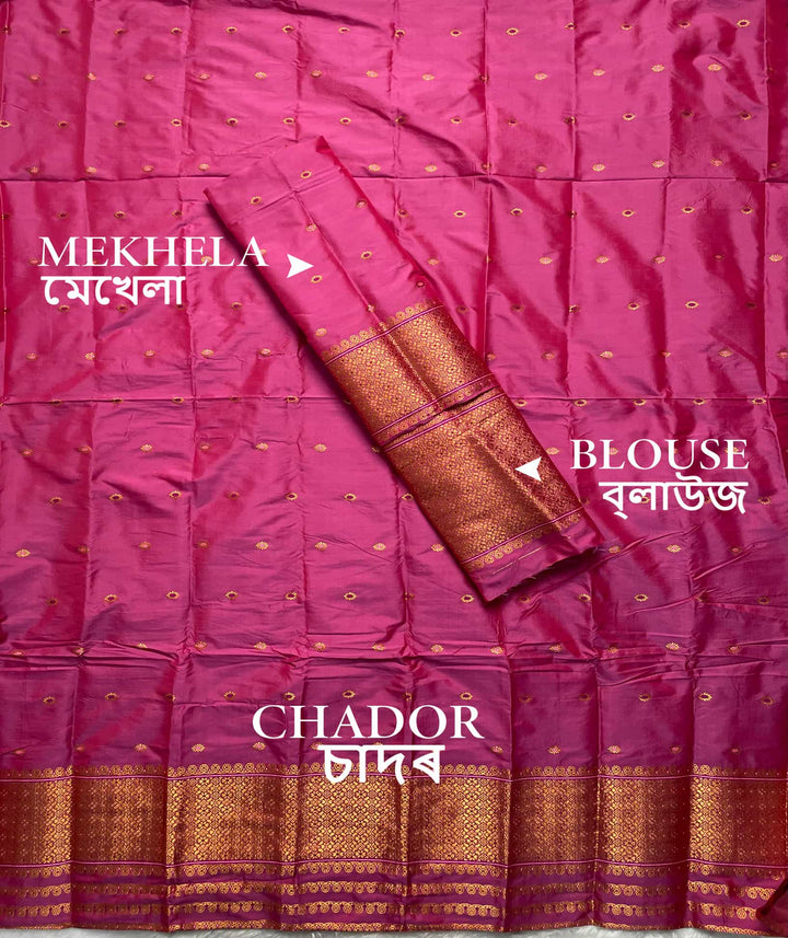 Copper Jari - Dhaga Mina - Mix Set Mekhela Sador