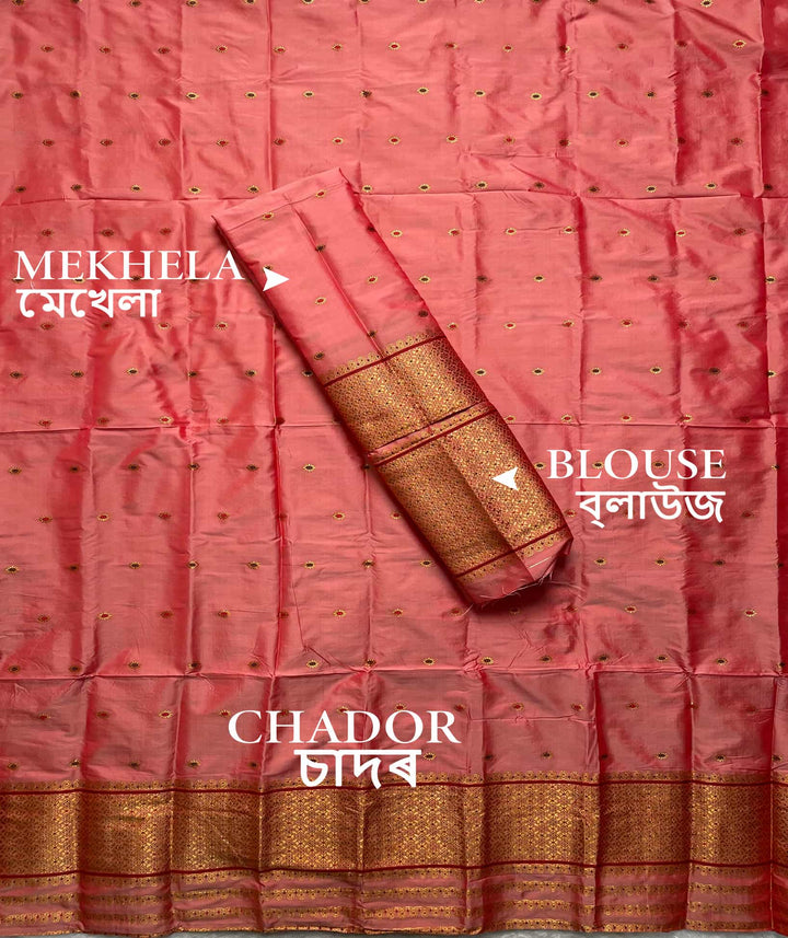 Copper Jari - Dhaga Mina - Mix Set Mekhela Sador