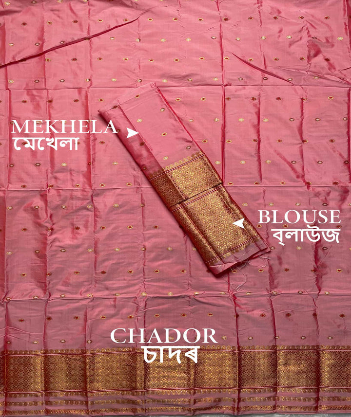 Copper Jari - Dhaga Mina - Mix Set Mekhela Sador