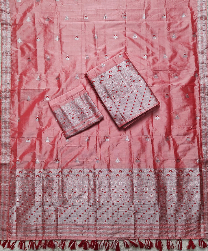 Ready-To-Wear Silver Jari Mix Set Mekhela Sador