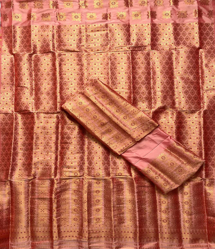 Bedsheet-Style Copper Guna Mix Pat Mekhela Sador