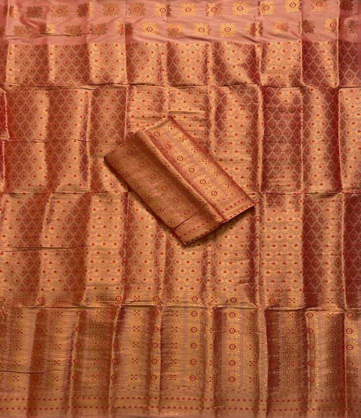 Bedsheet-Style Copper Guna Mix Pat Mekhela Sador