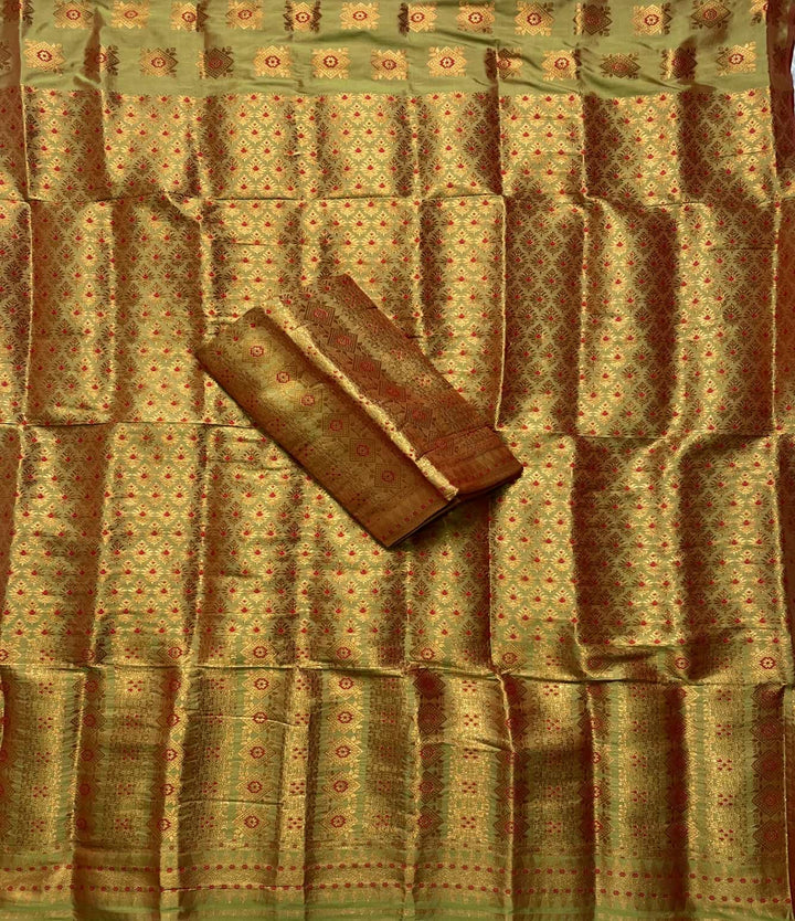 Bedsheet-Style Copper Guna Mix Pat Mekhela Sador