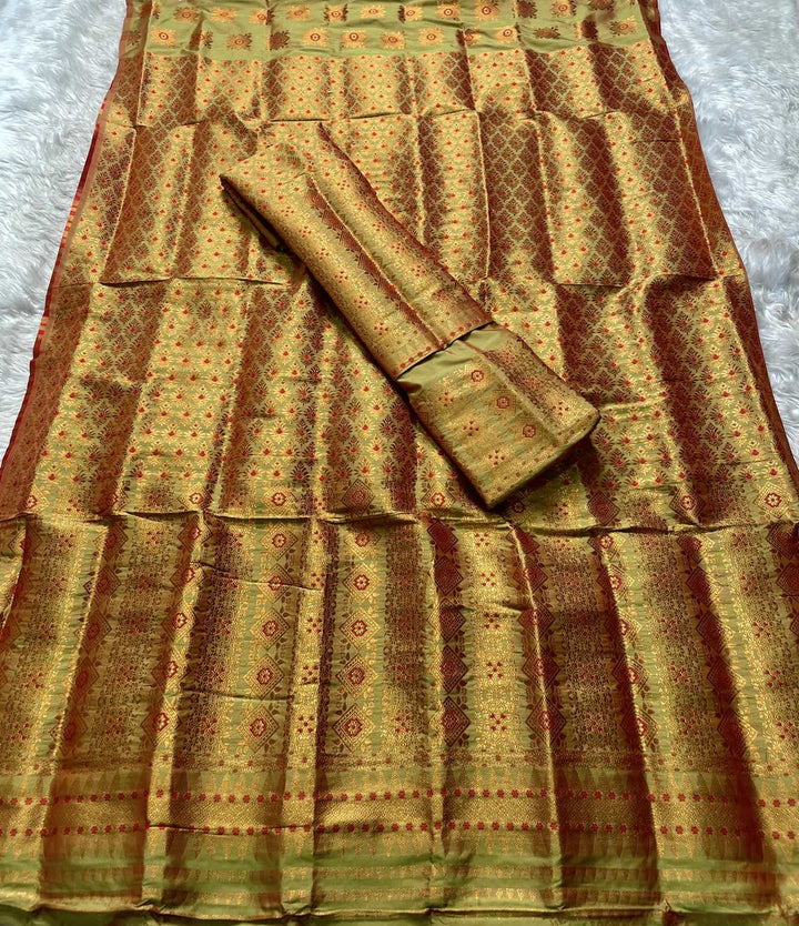 Bedsheet-Style Copper Guna Mix Pat Mekhela Sador