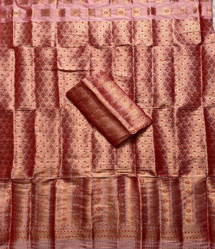 Bedsheet-Style Copper Guna Mix Pat Mekhela Sador