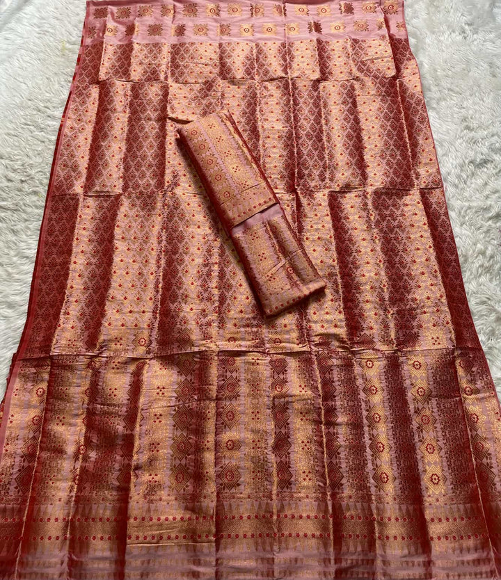 Bedsheet-Style Copper Guna Mix Pat Mekhela Sador