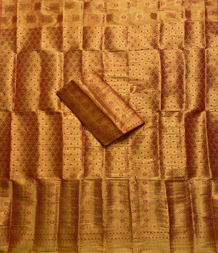 Bedsheet-Style Copper Guna Mix Pat Mekhela Sador