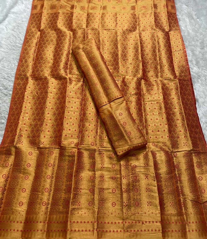 Bedsheet-Style Copper Guna Mix Pat Mekhela Sador
