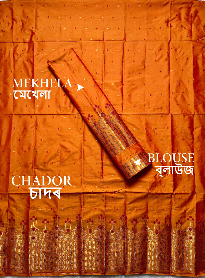 Copper Jari Mix Set Mekhela Sador