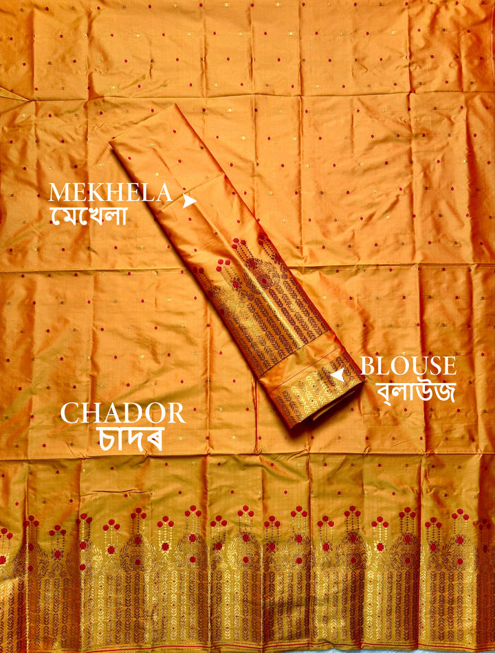Copper Jari Mix Set Mekhela Sador