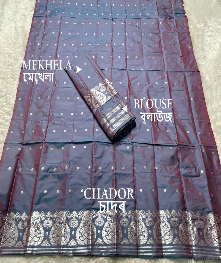 SIlver Jari - Dhaga Mina - Mix Set Mekhela Sador