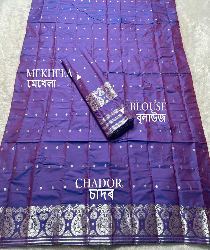 SIlver Jari - Dhaga Mina - Mix Set Mekhela Sador