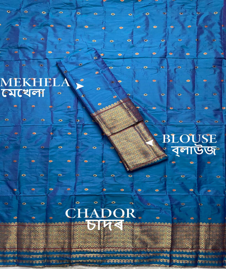 Copper Jari - Dhaga Mina - Mix Set Mekhela Sador
