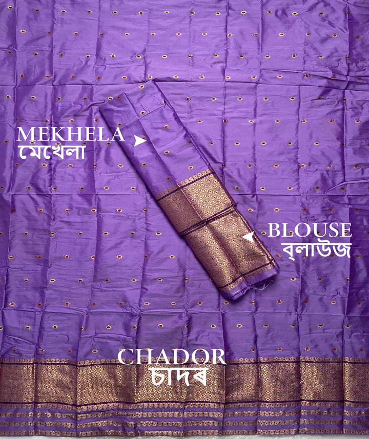 Copper Jari - Dhaga Mina - Mix Set Mekhela Sador