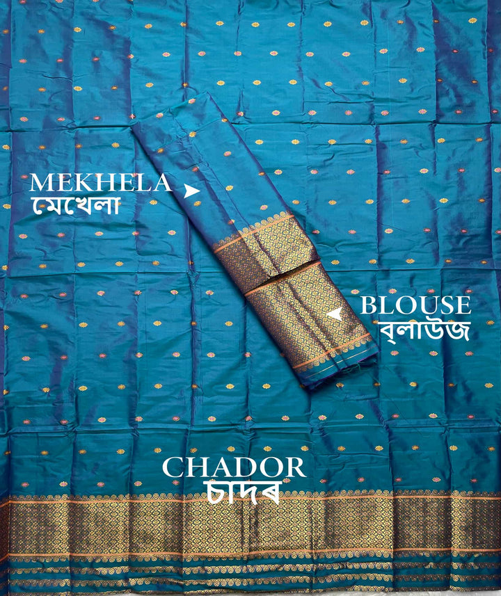 Copper Jari - Dhaga Mina - Mix Set Mekhela Sador