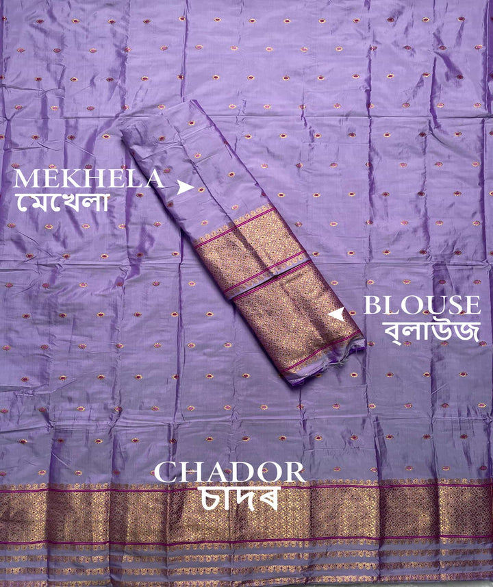 Copper Jari - Dhaga Mina - Mix Set Mekhela Sador