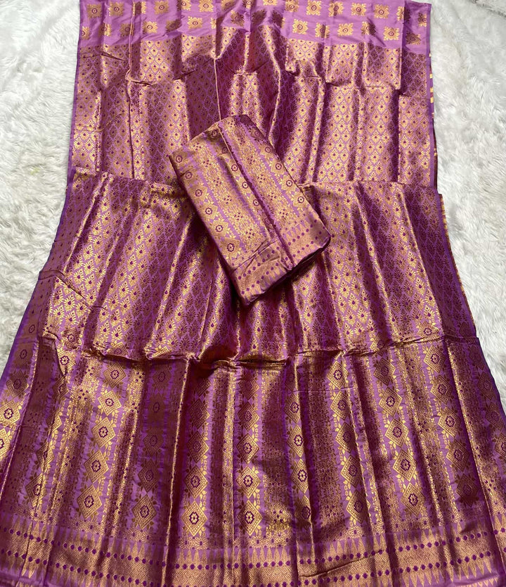 Bedsheet-Style Copper Guna Mix Pat Mekhela Sador