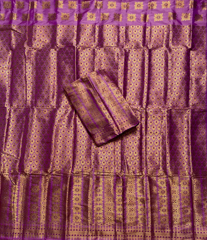 Bedsheet-Style Copper Guna Mix Pat Mekhela Sador