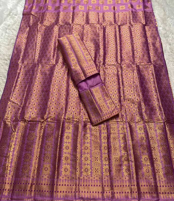 Bedsheet-Style Copper Guna Mix Pat Mekhela Sador