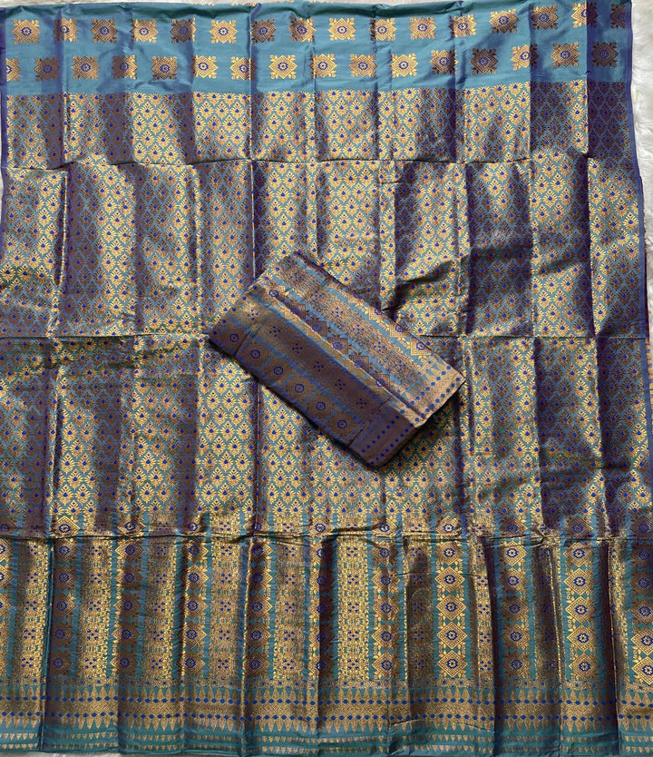 Bedsheet-Style Copper Guna Mix Pat Mekhela Sador