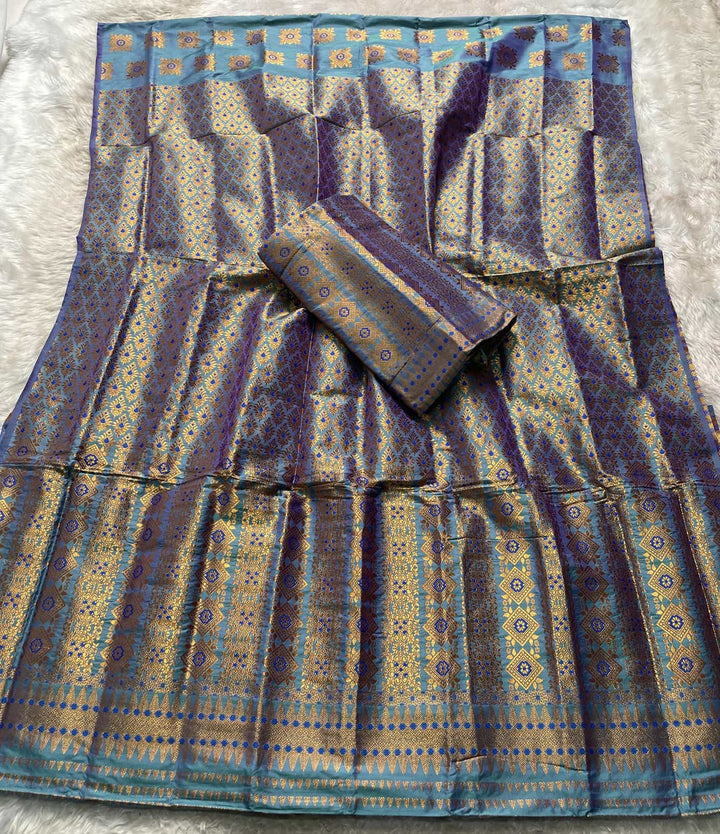 Bedsheet-Style Copper Guna Mix Pat Mekhela Sador