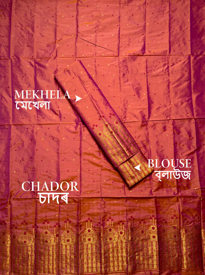 Copper Jari Mix Set Mekhela Sador