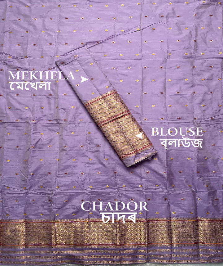 Copper Jari - Dhaga Mina - Mix Set Mekhela Sador