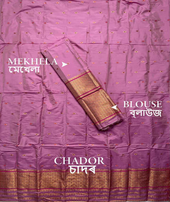 Copper Jari - Dhaga Mina - Mix Set Mekhela Sador