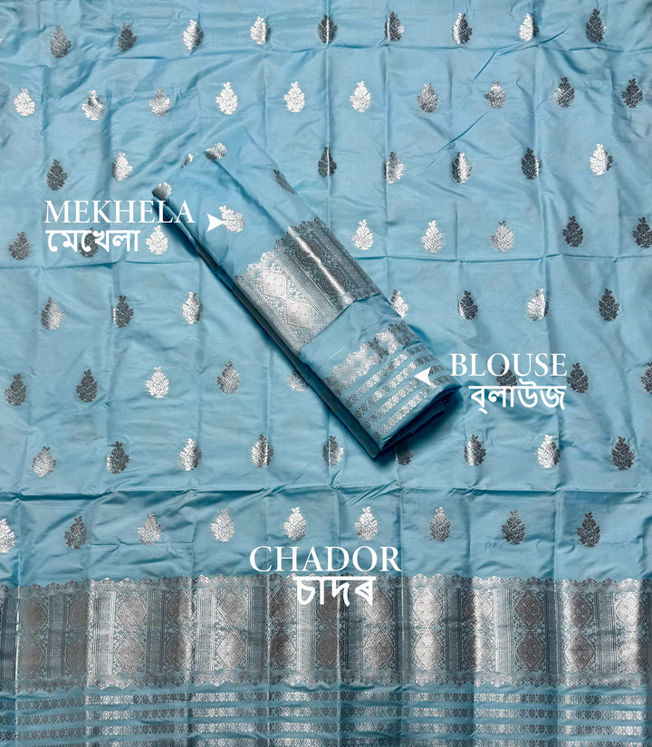 Silver Jari Mix Set Mekhela Sador