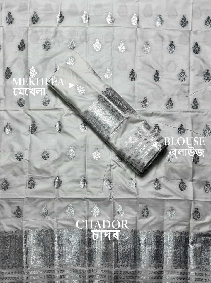 Silver Jari Mix Set Mekhela Sador