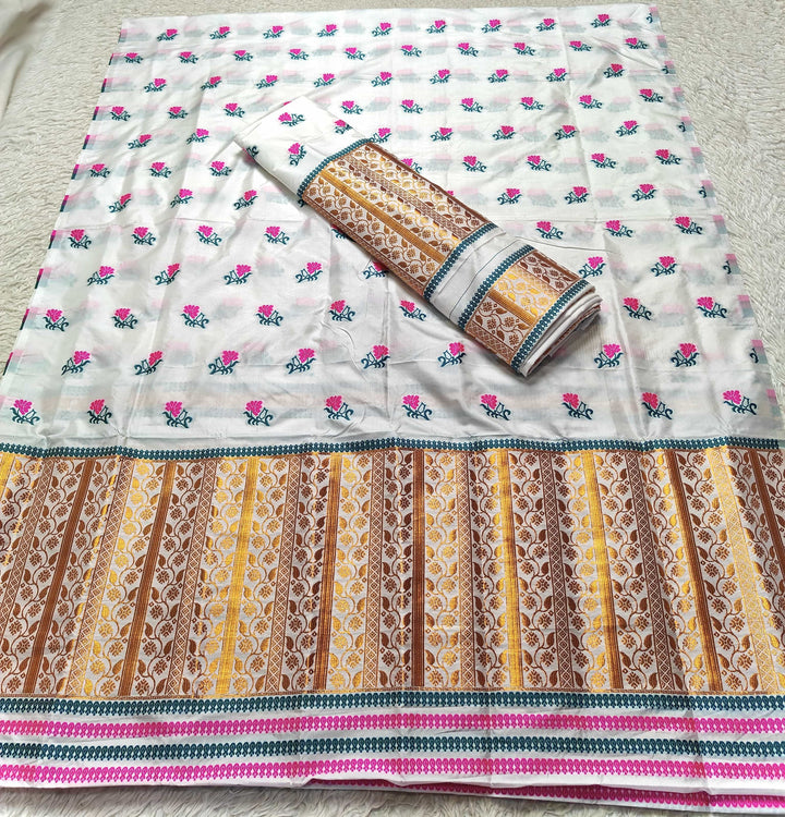 Dhaga Buta White Mix Set Mekhela Sador