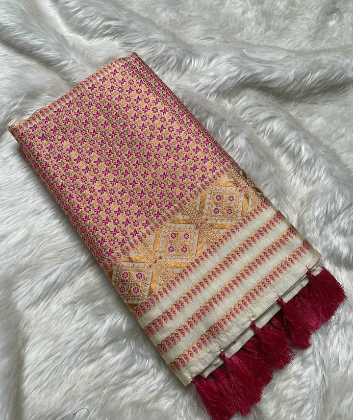 Soft Art Toss Woven Jaintia-Styled Saree