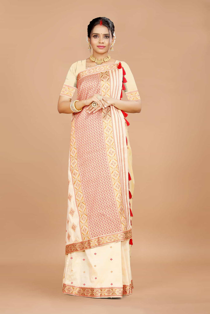 Soft Art Toss Woven Jaintia-Styled Saree