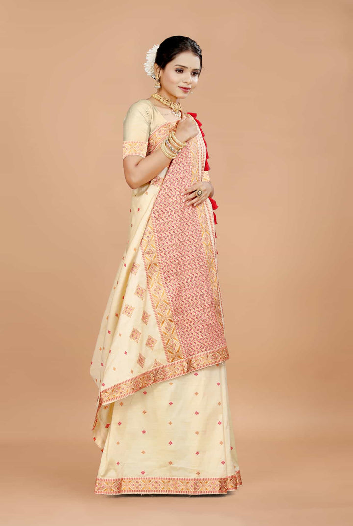 Soft Art Toss Woven Jaintia-Styled Saree