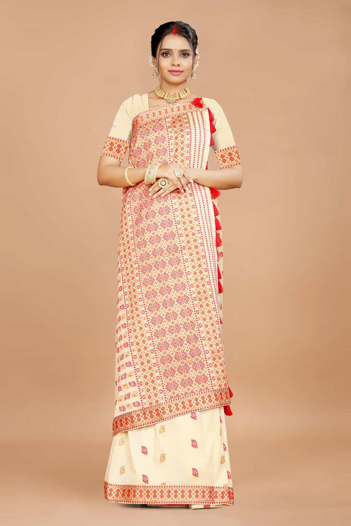 Soft Art Toss Woven Jaintia-Styled Saree