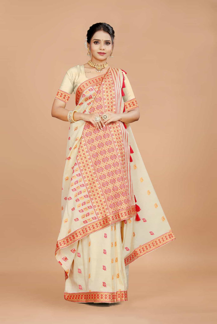 Soft Art Toss Woven Jaintia-Styled Saree