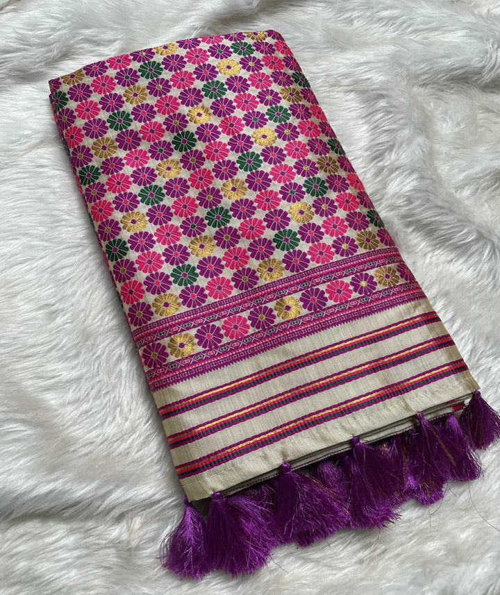 Soft Art Toss Woven Assamese-Styled Saree