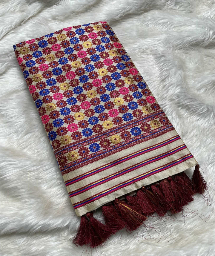 Soft Art Toss Woven Assamese-Styled Saree