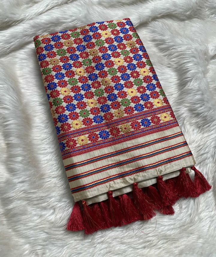 Soft Art Toss Woven Assamese-Styled Saree