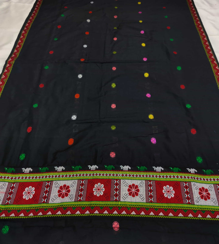 Multi-Colour Dhaga Work Slub Cotton* Mekhela Sador