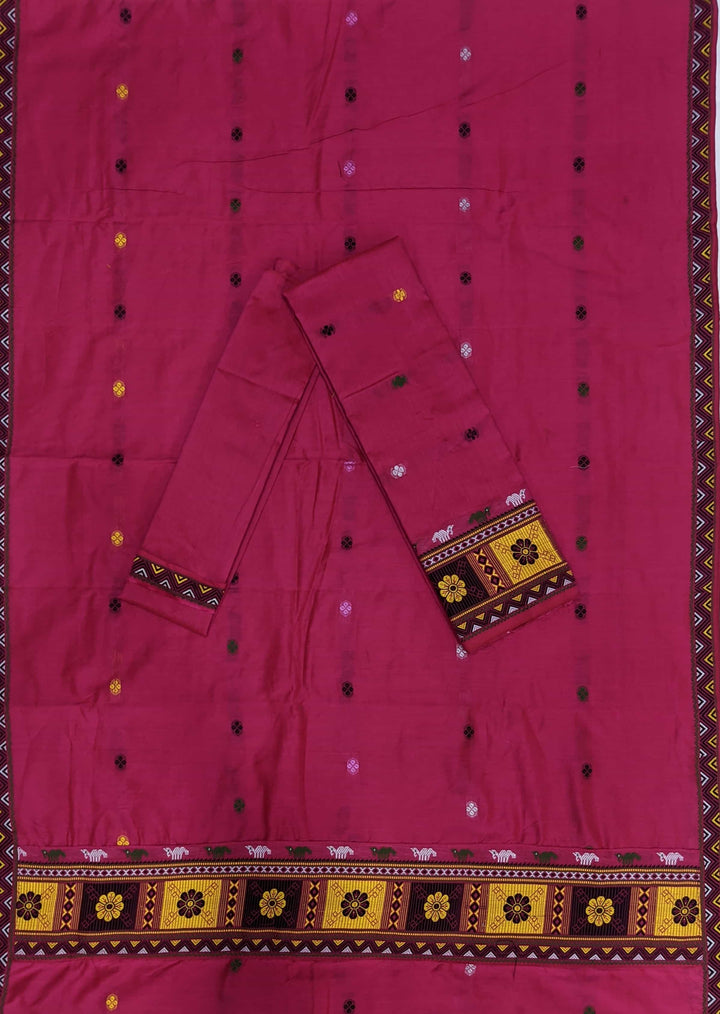 Multi-Colour Dhaga Work Slub Cotton* Mekhela Sador