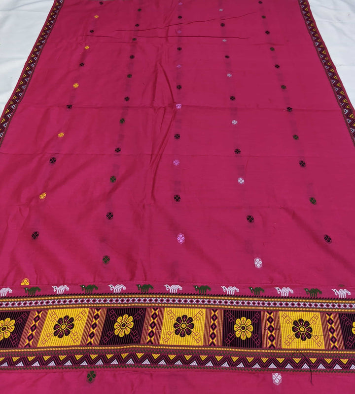 Multi-Colour Dhaga Work Slub Cotton* Mekhela Sador