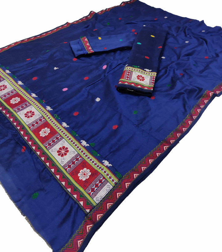 Multi-Colour Dhaga Work Slub Cotton* Mekhela Sador